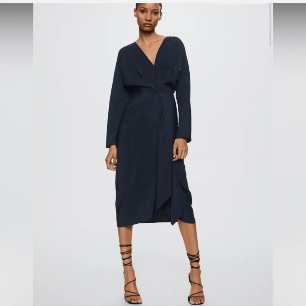 Mango Deep Blue Long Sleeve Dress